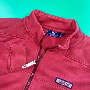 Vineyard Vines Viertelreißverschluss Pullover Sweatshirt rot Herren Large Baumwollmischung - Bild 1 von 9