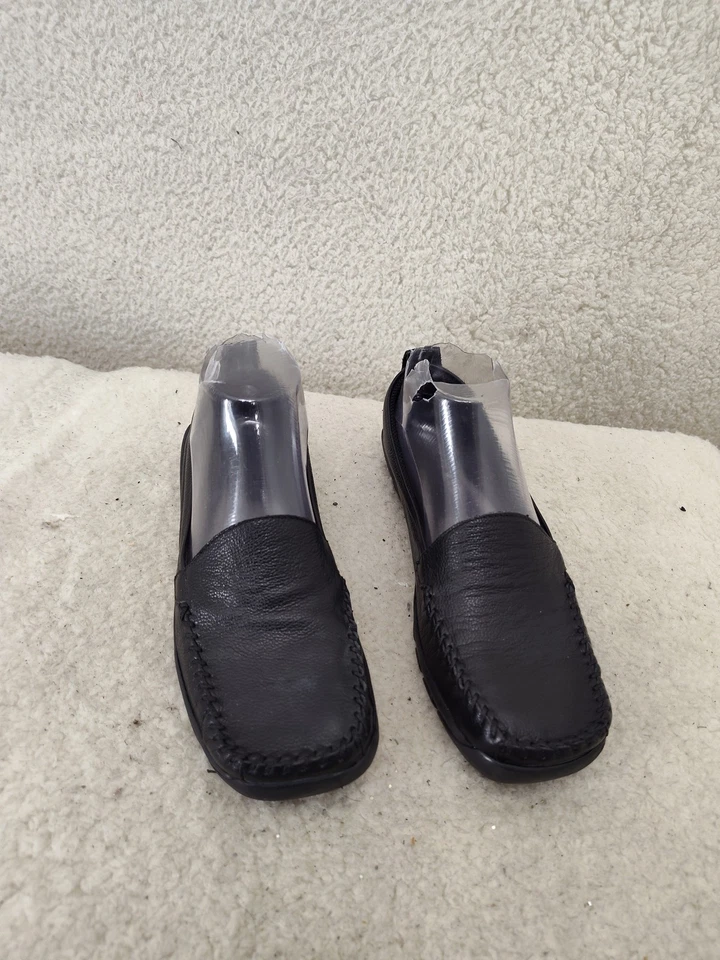 Mocassim feminino aerossóis 6M couro preto conforto chinelo sapatos baixos - Imagem 1 de 4