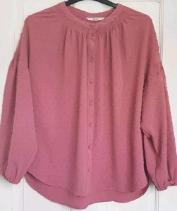 TU Smock Blouse UK 20 Dusky Pink Balloon Sleeve L27" Vgc - Picture 1 of 9