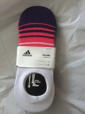 ADIDAS Superlite Stripe Super-No-Show Socks 4-Pairs Women's sz (5-10) - Image 1 of 4