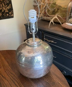 Pottery Barn Nori Hammered Metal Round Sphere Table Lamp~ Rare - Picture 1 of 23