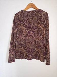 Lauren Ralph Lauren Women's Purple  Paisley Cotton Top - XL - Long Sleeves - Picture 1 of 4