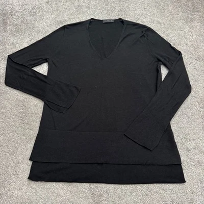 Suéter Pullover Zara Tejido Cuello en V Alto-Lo Para Mujer Grande Negro Mezcla Acrílico Elástico Foto 1 de 4