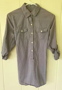 Tunica donna Merona XS Chambray con bottoni manica a rullo cravatta schiena usata in ottime condizioni - Foto 1 di 6
