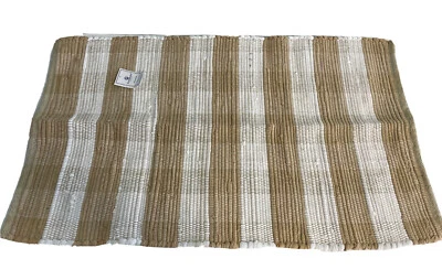 Alfombra a Cuadros Glamburg Caqui/Blanco Algodón Búfalo 21x36 pulgadas NUEVA con etiquetas Foto 1 de 4