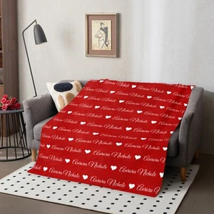 Personalized Name & Hearts Throw Blanket 50x60 60x80 Fleece Custom Blankets Gift - Picture 1 of 11