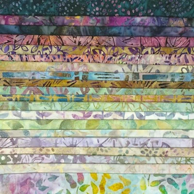 Lunn Fabric Batiks Stash Builder 20 Fat Quarters 100% Cotton FQ Green Purple 886 - Image 1 of 3
