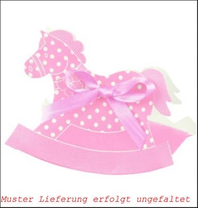 * 10 Gastgeschenke Geschenkverpackung Geld Taufe Geburt Schaukelpferd rosa - Bild 1 von 3