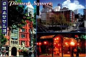 Pioneer Square Seattle, Washington WA Mehrfachansicht 4x6 Postkarte - Bild 1 von 2