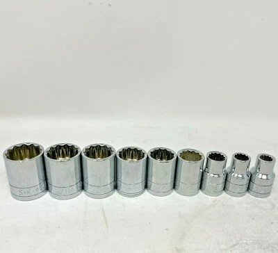 SK Tools 12Pts 1/2” Drive 9 Socket Set 40212 3/8" To 40132 1" SAE + 21mm Metric - Image 1 of 4