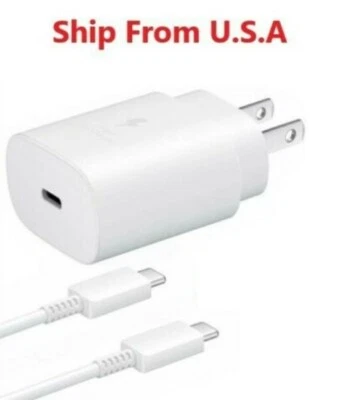 Carregador de parede rápido tipo USB-C 25W + cabo de 6 pés para Samsung Galaxy Tab S8 +/ plus 5G - Imagem 1 de 4