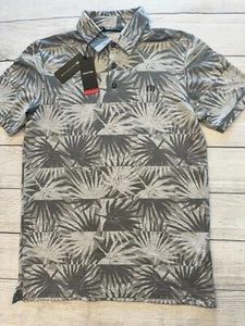 Travis Mathew Golf Polo Shirt Mens Small New Sign Here Gray Palm Floral MSRP $99 - Picture 1 of 6