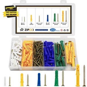 232Pcs Drywall Anchors and Screws Kit, Includes 116Pcs Plastic Wall Anchors Set, - Picture 1 of 7