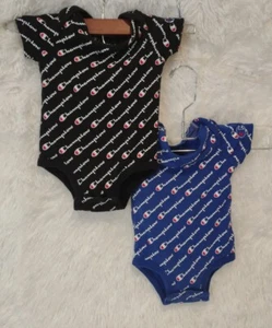 Champion Baby 0 - 6 Month Bodysuits 2 Pc Black And Blue - Picture 1 of 5