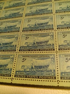 Scott #958, Swedish Pioneer Centennial, 5c, MNH, FDC, Full Sheet of 50 - Picture 1 of 2