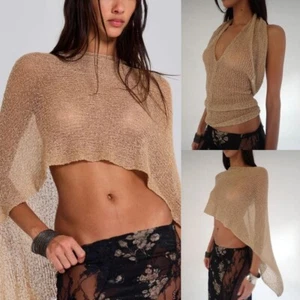 Jaded London Knitted Hollow Coat Hanging Neck Shawl Holiday Wind Sling One-Piece - Picture 1 of 18
