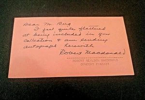 1947 postcard SIGNED by concert pianist Robert Neilson MacDonald -- autograph - Picture 1 of 3