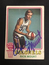 RICK MOUNT 1973-74 TOPPS SIGNED AUTOGRAPHED CARD #192 KENTUCKY COLONELS