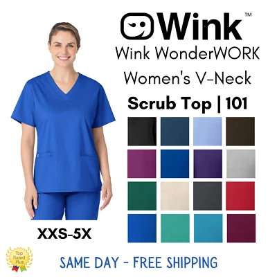 Wink WonderWORK Women's V-Neck Scrub Top | 101 - Image 1 of 2
