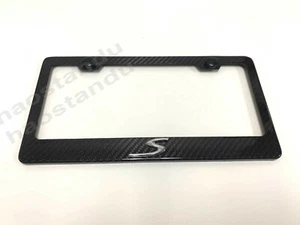 1x "S" 3D Emblem Real 3K TwillWeave CARBON FIBER License Plate Frame Holder - Picture 1 of 2