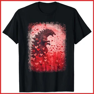 Kaiju Valentine Japan Monster Movie Japanese Black Cotton T-Shirt S-5XL - Picture 1 of 3