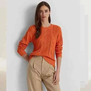 Suéter Ralph Lauren Naranja Punto Pointelle Mujer Talla Grande - Imagen 1 de 10