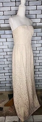 Vestido Donna Morgan Marfil Reese Sin Tirantes Cuello Muesca Floral Encaje Talla 6 Sin Tirantes  Foto 1 de 4