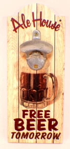 Ale House Bottle Opener Free Beer Tomorrow Man Cave Bar Decor Wall Plaque - Picture 1 of 2