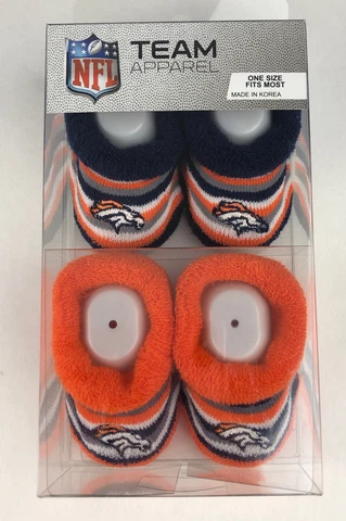NFL Denver Broncos Baby Booties 2 Pair One Size Fits Most Cotton Blend NEW Cover