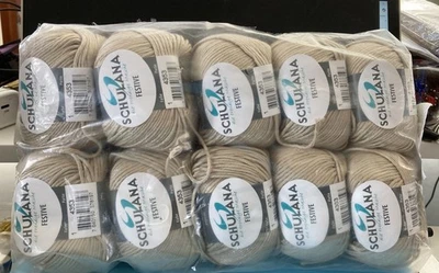 Lot of 10 Schulana FESTIVE Yarn 90% Cotton 10% Poly 50g 104 yds Beige Italy NEW - Image 1 of 4