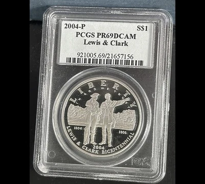 2004-P Proof Lewis & Clark Commemorative Silver Dollar PCGS PR69 DCAM - Image 1 of 2
