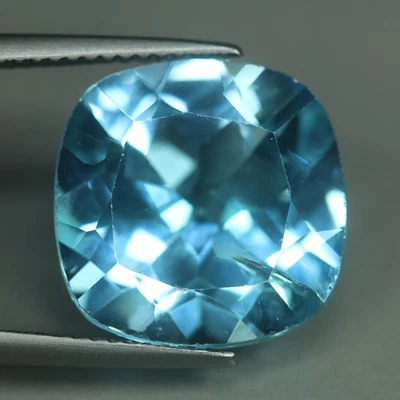 12,97 quilates_gran piedra preciosa suelta_topacio azul 100 % natural_corte cojín Foto 1 de 3