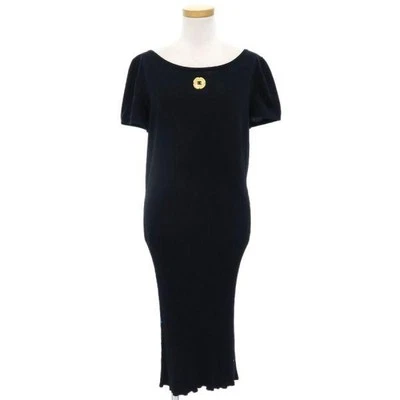 CHANEL One Piece Dress Cotton Silk Size 42 Navy Made in Italy Women's Clothing - Image 1 of 4
