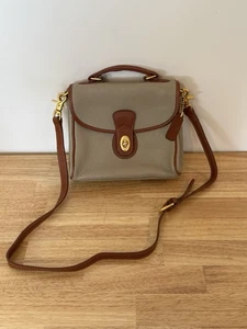 Coach Pebbled Grey Brown Shoulder Crossbody Bag - Picture 1 of 6