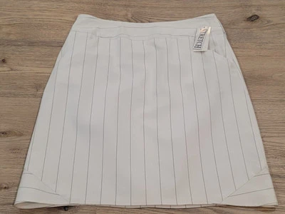 Larry Levine белая полосатая юбка женщин 12 с подкладкой новый с Ярлыками - Изображение 1 из 4