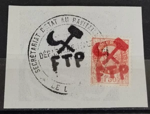 Local France 1944 Liberation Overprint Used Stamped WAZIERS - Picture 1 of 1
