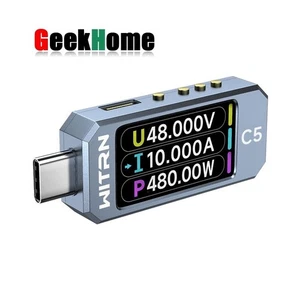 WITRN C5 Grey USB Tester Voltage Current Meter DC4-48V PD3.1 Fast Charger Tester - Bild 1 von 2