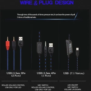 For Gaming Headset Gaming Headphones Durable Adjustable Head Mounted C HLF - Afbeelding 1 van 12