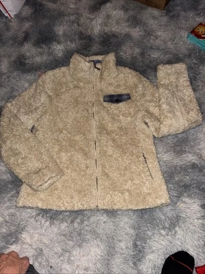 Chaqueta Pendleton Mujer Med Crema Sherpa Vellón Cremallera Completa Contraste Bolsillo Acogedora Foto 1 de 4