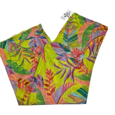 Becca Costa Bella Pants Womens M Sheer Tropical Cover Up Split Wide Leg Resort - Image 1 of 4