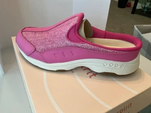 EASY SPIRIT WOMEN'S TRAVELTIME 7W WIDTH CLASSIC MULES Dark Pink 650 - Picture 1 of 4