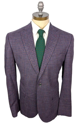 JACK VICTOR Wool Silk Linen Check Loro Piana Fabric Dual Vent Sport Coat Sz 42L - Image 1 of 4