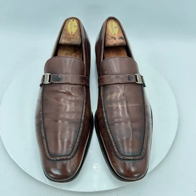Salvatore Ferragamo Men Size 9.5D Brown Leather Buckle Loafer Dress Shoes - Image 1 of 4