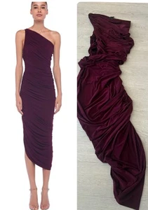 NORMA KAMALI Diana One Shoulder Shirred Bodysuit Gown in Plum  size XS - Picture 1 of 5