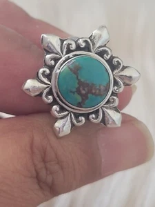 925 solid Sterling Silver & turquoise handmade ring size 6.5 - Picture 1 of 7