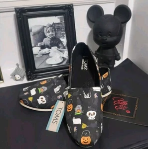 Toms Damen Belmont schwarz Halloween Katzen Halbschuhe Schuhe flache Slipper Gr. 6 6,5 7,5 - Bild 1 von 12