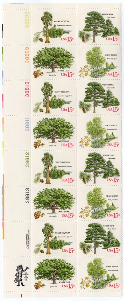 Scott #1767a (1764-67) 1978 Arboretum 15¢ Plate Block of 16 Stamps - MNH UL #2 - Image 1 of 1