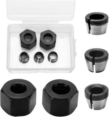 3 Pieces Router Collet Chuck, 6mm 6.35mm 8mm Steel Router Collet with 2 Screw - Image 1 of 4