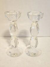 Oleg Cassini Crystal  Candle Holders Set Of 2, 6.5 Inches