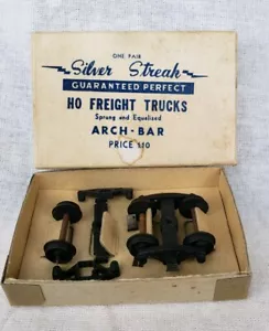 Vintage Silver Streak ARCH-BAR HO Scale Freight Trucks Pair Sprung & Equalized - Picture 1 of 7